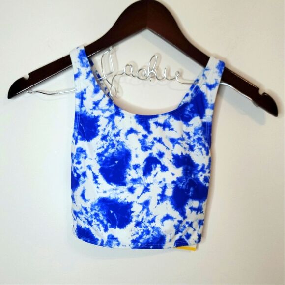 SO High Neck Bikini Top Blue and White Size Small - Picture 1 of 10